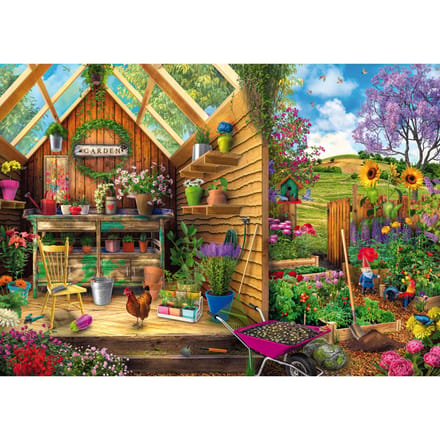 Ravensburger puzzel Blik in het tuinhuis - Legpuzzel - 300 stukjes extra groot