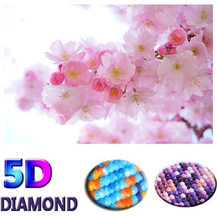 5D diamant peinture fleurs de cerisier bricolage diamant broderie fleur point de croix 20X30CM white