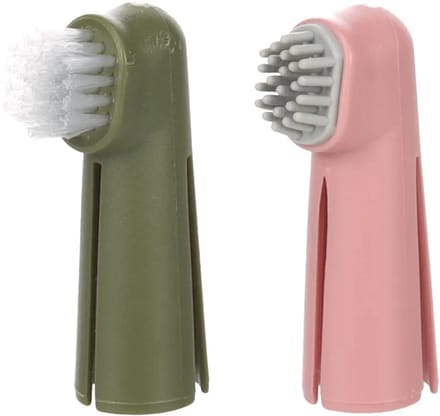 Flamingo - Vingertandenborstel Set - Roze en Groen - Nylon en Siliconen
