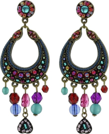 Behave - Oorbelhangers dames - Multicolor retro look - 6,5 cm