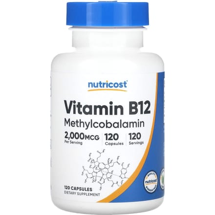 Nutricost, Vitamine B12, 2 000 mcg, 120 capsules
