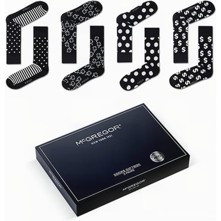 McGregor Sokken Heren | Maat 41-46 | Black&White Giftbox | Zwart Cadeau mannen/Sokken Giftbox