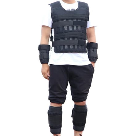 Verstelbaar Verzwaard Vest 10kg Workout Gewichtsvest met Polsgewichten en Beenweights zwart
