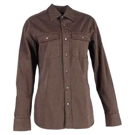 Tom Ford twill overhemd in bruin katoen