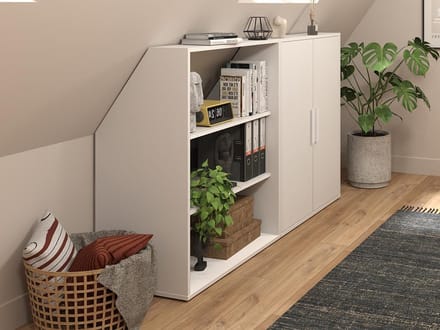 Vente-unique Meubel voor onder een schuin dak met 2 deuren en 2 planken - Wit - ADEZIO