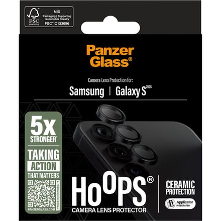 PanzerGlass Screenprotector geschikt voor Samsung Galaxy S25 Glazen | PanzerGlass Ceramic Hoops Camera Lens Protector - Case Friendly