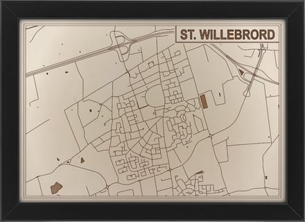 Houten stadskaart van St. Willebrord