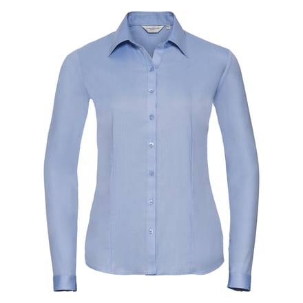 Russell Dames/Dames Visgraat Werkshirt met lange mouwen (Lichtblauw)