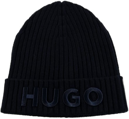 HUGO muts Beanie Dark Blue donkerblauw