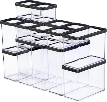 Rotho LOFT - set premium bewaarbussen 19-delig - luchtdicht - vaatwasmachinebestendig - zwart