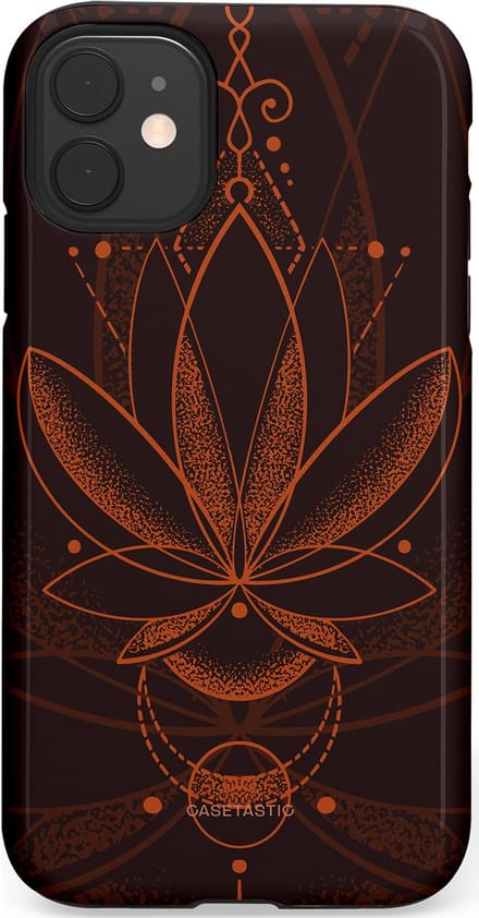 Casetastic hoesje geschikt voor Apple iPhone 11 - Dubbellaagse bescherming - Lotus Groei - Fashion Case - Zwart Bruin