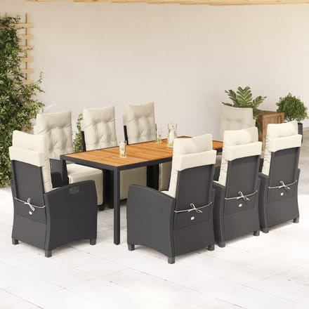 vidaXL - 9-delige - Tuinset - poly - rattan - zwart