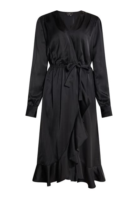 Faina Midi-jurk met lange mouwen Dames zwart
