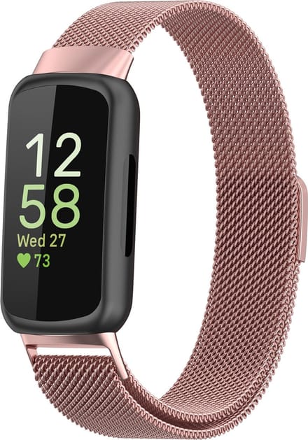 By Qubix - Compatible Fitbit bandje - Geschikt voor fitbit Inspire 3 - Milanese bandje - Rosé goud