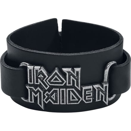 Iron Maiden Lederen armband - Iron Maiden Logo - voor Mannen - zwart