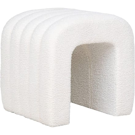 Witte Bouclé Poef - Comfortabel En Stijlvol 41x36,5 Cm