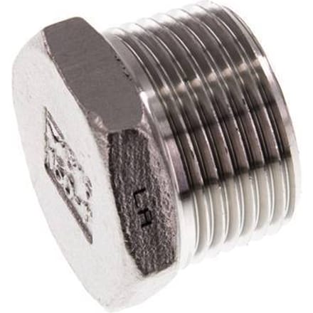 1'' NPT Buitendraad RVS Plug met Buitenzeskant 16 Bar