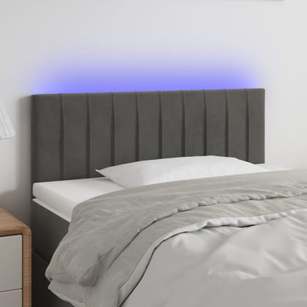 vidaXL - Hoofdbord - LED - 90x5x78/88 - cm - fluweel - donkergrijs