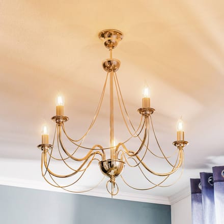 Domiluce Kroonluchter retro, vijfarmig 75 cm, goud