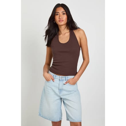 boohoo Dames Denim Jorts Met Middelhoge Taille | Gebleekt | Maat: 44