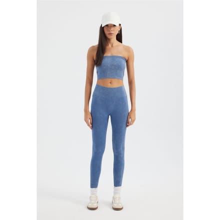Zure Gewassen Strapless Geribbelde Crop Top