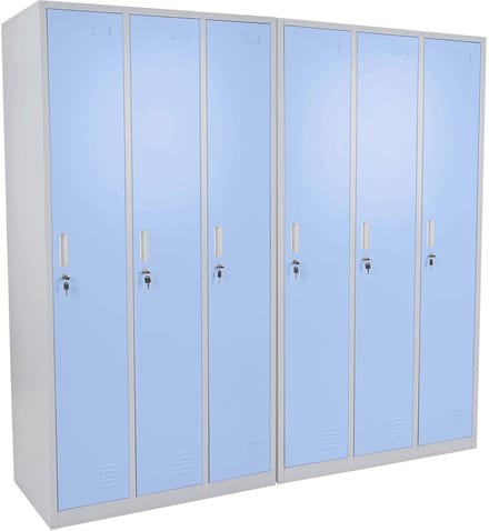 Locker Boston T829, afstortkluisje Lockerkast, metaal 6 vakken ~ blauw