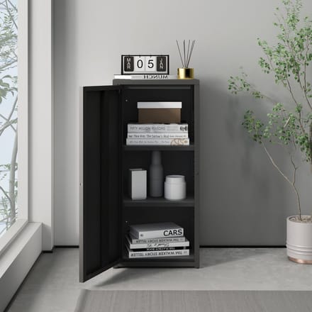 Metalen kast Burlöv 88x40x35 cm zwart [en.casa]