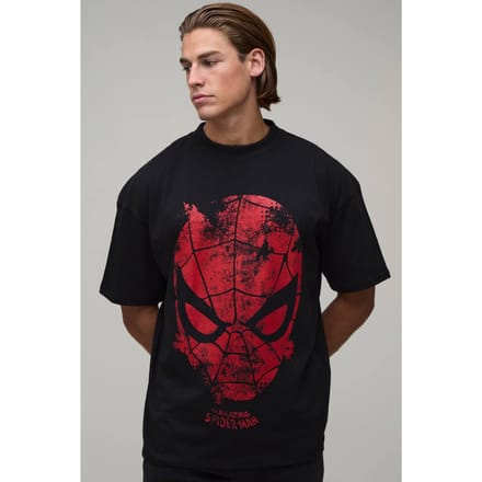 Oversized Spiderman Klassiek Licentie Print T-shirt | Black | Size Small