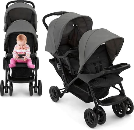 White-Label® Duo Kinderwagen - Buggy - Tweeling - Wandelwagen - Zwart