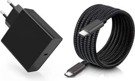DrPhone Universele Snellader USB-C PD 45W Lader + 240W 48V/5A USB C naar USB C kabel -Geschikt voor Smartphones, Tablets & Laptops