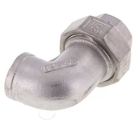 90° Wartelmoer Koppeling Rp1/2'' Binnendraad RVS Conische Afdichting 16bar