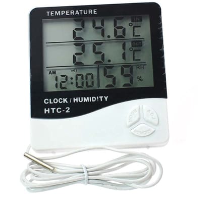 Digitale Thermometer Hygrometer - Klimaatmeter Binnen - Kamer Temperatuur Meten - Groot LCD Display - -50 tot 70°C - Wit