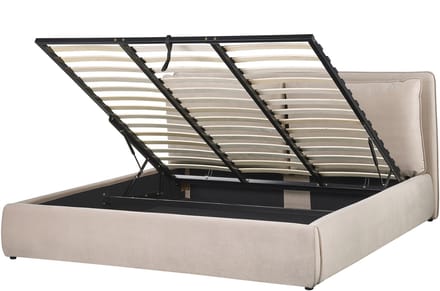 BAJONNA - Bed met opbergruimte - Beige - 180 x 200 cm - Fluweel