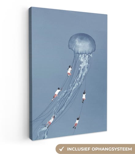 Canvas - Abstract - Kwal - Kinderen - Blauw - Abstracte - 120x180 cm - Schilderijen op canvas - Canvas schilderij