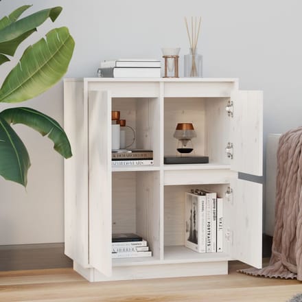 vidaXL - Dressoir - 60x34x75 - cm - massief - grenenhout - wit