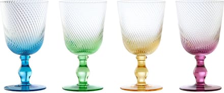 Anton Studio Designs set van 4 gekleurde wijnglazen met Swirl 9 cm