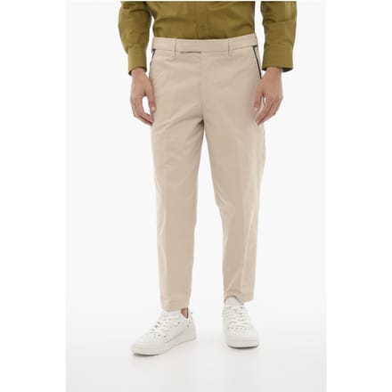 Regular Fit Slim Fit Broek met Riemlussen in Beige