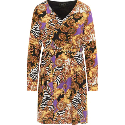Faina midi-jurk Dames Oranje Veelkleurig