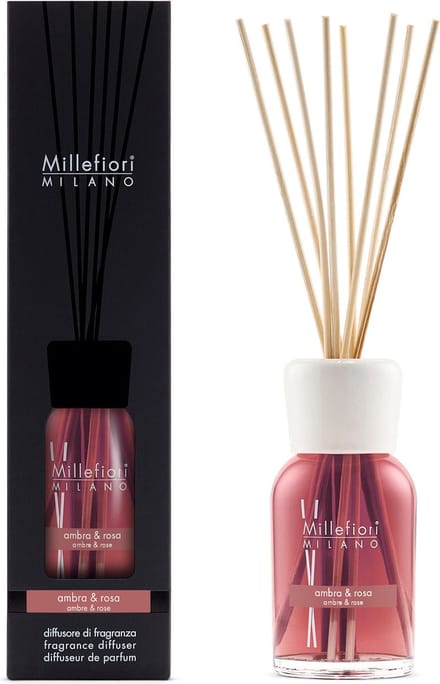 Millefiori Milano Geurstokjes 250 ml - Ambra & Rosa