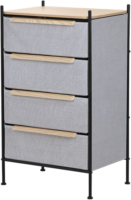 Ladekast 58x98x42,5 cm eiken van staal, MDF met 4 stoffen laden ML Design