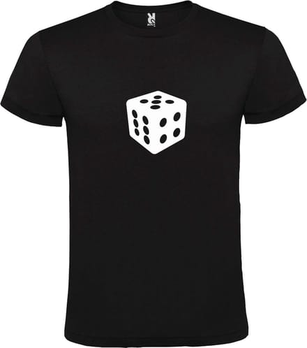 Zwart T-Shirt met “ Dobbelsteen “ afbeelding Wit Size M