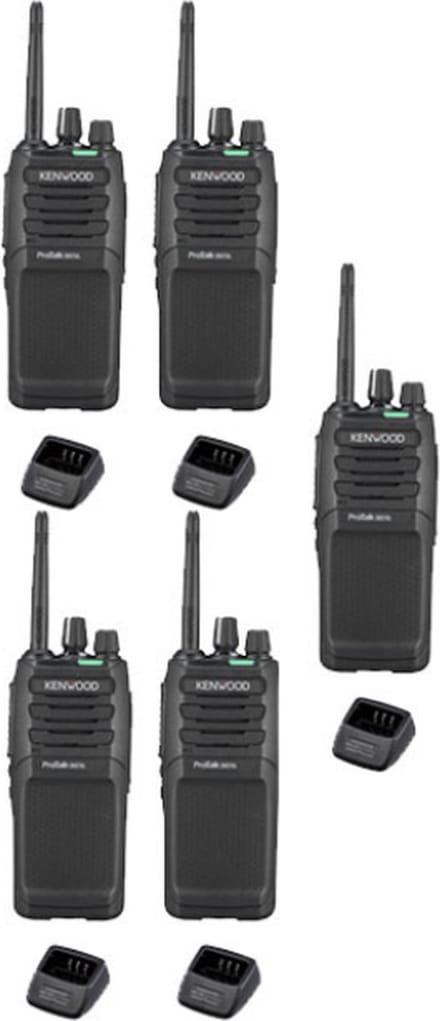 Set van 5 Kenwood TK-3701D IP55 Portofoon met tafellader