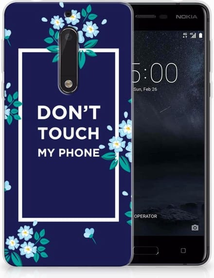 Nokia 5 Silicone-hoesje Flowers Blue DTMP