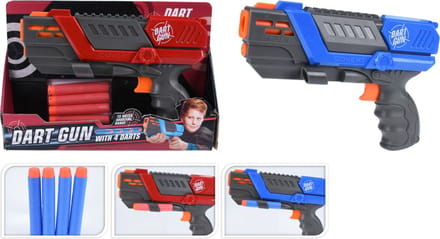 Dart Pistool met 4 pijlen - 210 mm Rood