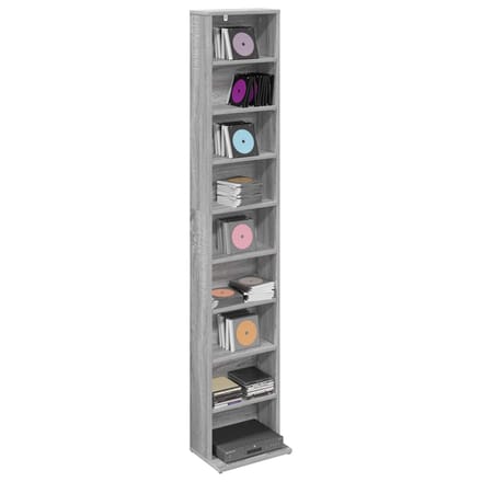 vidaXL - CD - Kast - Grijs - Sonoma - 33 - x - 23,5 - x - 175 - cm - Bewerkt - hout