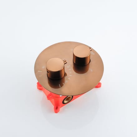 FugaFlow Eccelente Acces Thermostatische Inbouwkraan - inbouwdeel - rond - Geborsteld koper