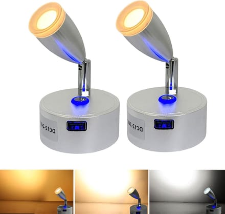 LED Leeslamp 12 Volt voor Caravan en Boot, 3 Kleurtemperaturen, Dimmer Schakelaar, 2-Pack, Ideaal voor Camping en Truckgebruik