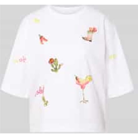 T-shirt met motiefstitchings