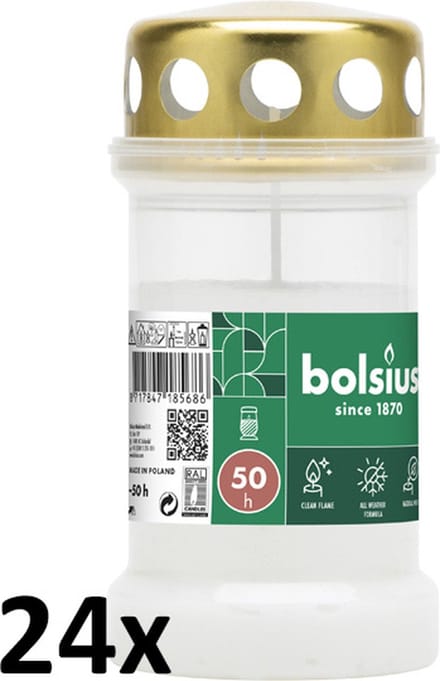 Bolsius - Graflicht - Transparant - 24 stuks - 50 Branduren