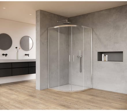 FugaFlow Efficiente Vetro Douchecabine - 90x90x200cm - kwartrond - helder glas - profiel - chroom